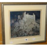 WILLIAM THOMAS WOOD (1877-1958) watercolour - Harlech Castle in moonlight, unsigned, 27 x 33cms