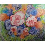 CAROL HOPKIN watercolour and crayon - botanical study, signed, 48 x 58cms (framed and glazed)
