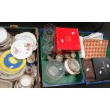 A parcel of pottery, glassware and cased flatware (3 boxes) Condition reports provided on request by