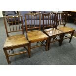 A set of four nineteenth century farmhouse chairs Condition reports provided on request by email for