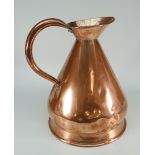 An antique copper 2 gallon measuring jug bearing label to neck, inscribed 'V R Loftus Ltd,
