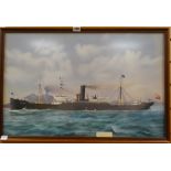 MARITIME SCHOOL early twentieth century portrait of a steamer SS Persiana in Bay of Naples with