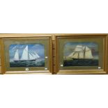 NINETEENTH CENTURY MARITIME SCHOOL pair of gouache ship portraits - entitled 'Lady May' and 'Linda