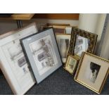 Parcel of framed pictures and prints together with an aboriginal arts framed mirror ETC Condition