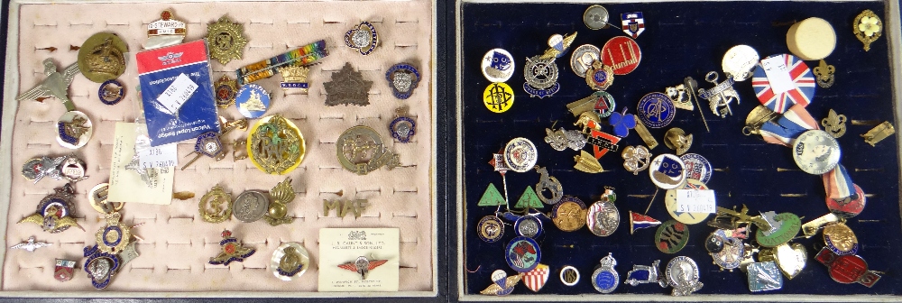 A collection of military and other pin badges and mixed coinage ETC Condition reports provided on