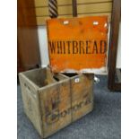 A simple brewery bottle box for Whitbread and a similar for Corona fizzy pop deposits, both with