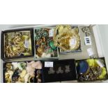 A parcel of mixed jewellery and a silver mounted monogrammed ebony box ETC Condition reports