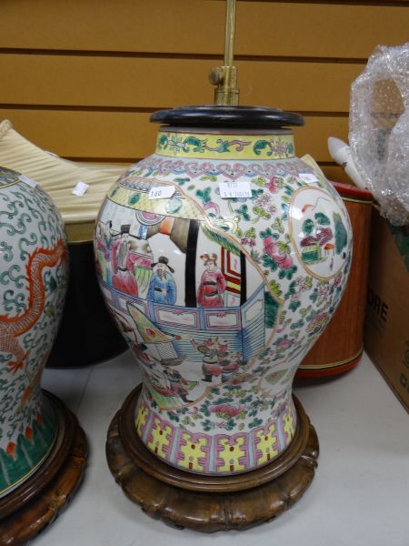 A quantity of mixed table lamps including Chinese-style pottery examples, cut glass examples ETC(6) - Image 7 of 8