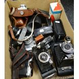 A parcel of vintage & later cameras including two Kodak concertina-type cameras ETC Condition