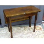 A MAHOGANY SINGLE FLAP OBLONG TEA TABLE with line inlay and corner fan decoration on square