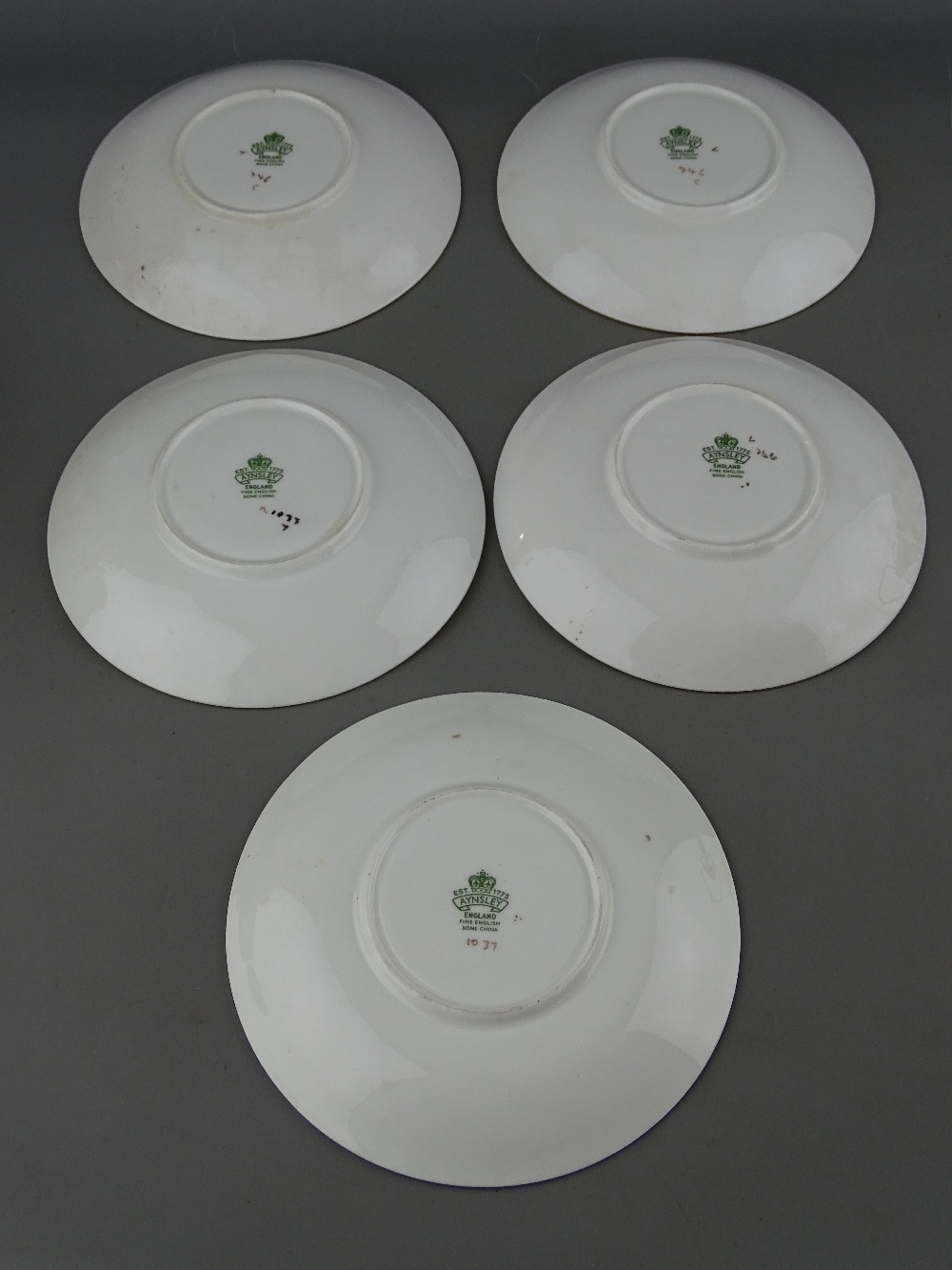 TWENTY SEVEN PIECES OF AYNSLEY FRUIT & GILT DECORATED TEAWARE by D Jones & N Brunt, to include three - Image 5 of 9