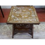 AN EARLY 20th CENTURY CHINESE HARDWOOD TWO TIER SIDE TABLE with profuse inlaid bone detail of