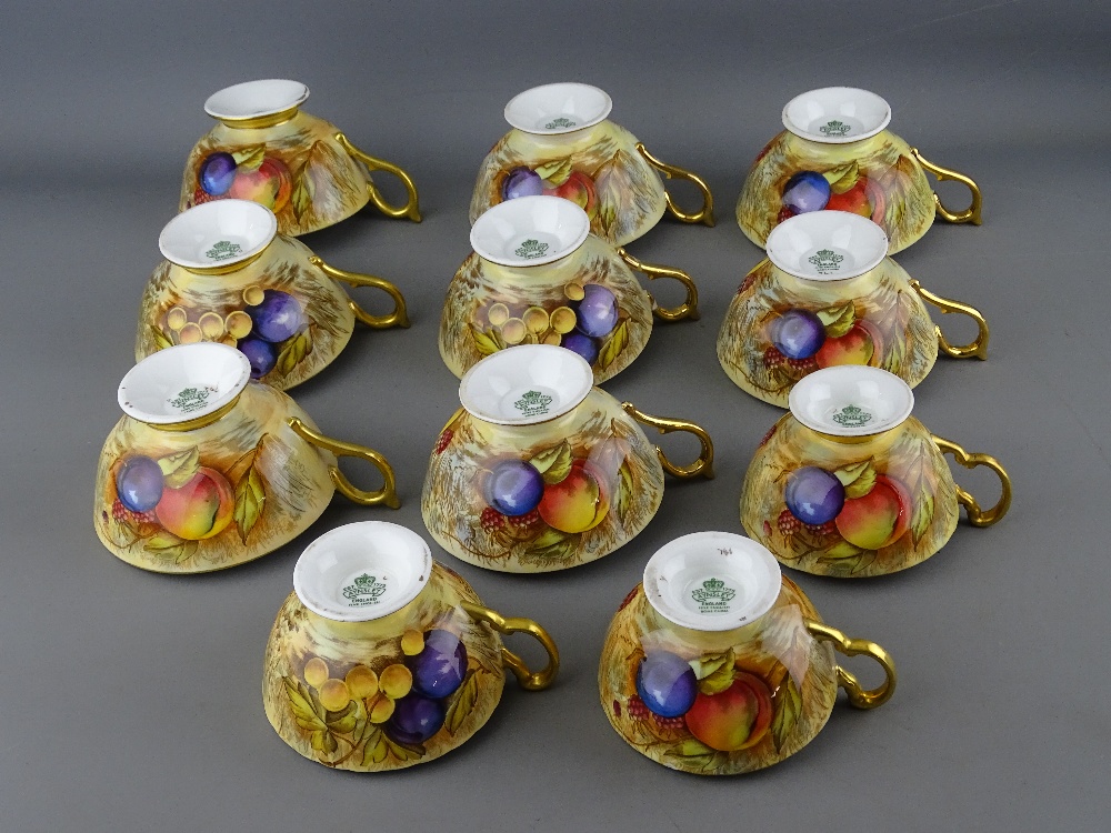 TWENTY SEVEN PIECES OF AYNSLEY FRUIT & GILT DECORATED TEAWARE by D Jones & N Brunt, to include three - Image 7 of 9