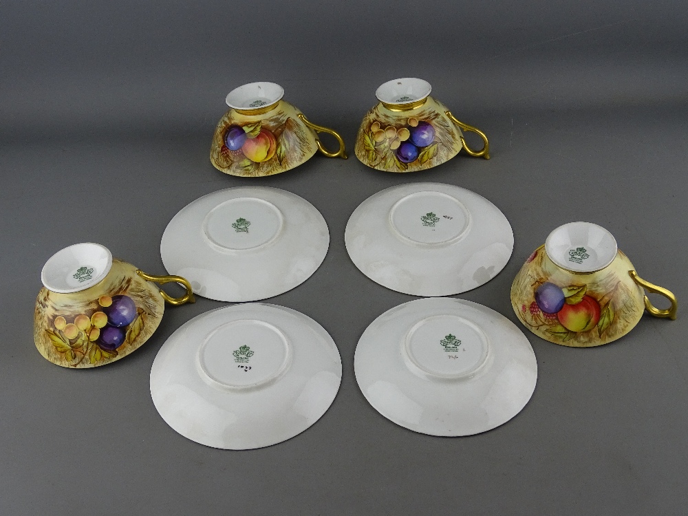 TWENTY SEVEN PIECES OF AYNSLEY FRUIT & GILT DECORATED TEAWARE by D Jones & N Brunt, to include three - Image 9 of 9