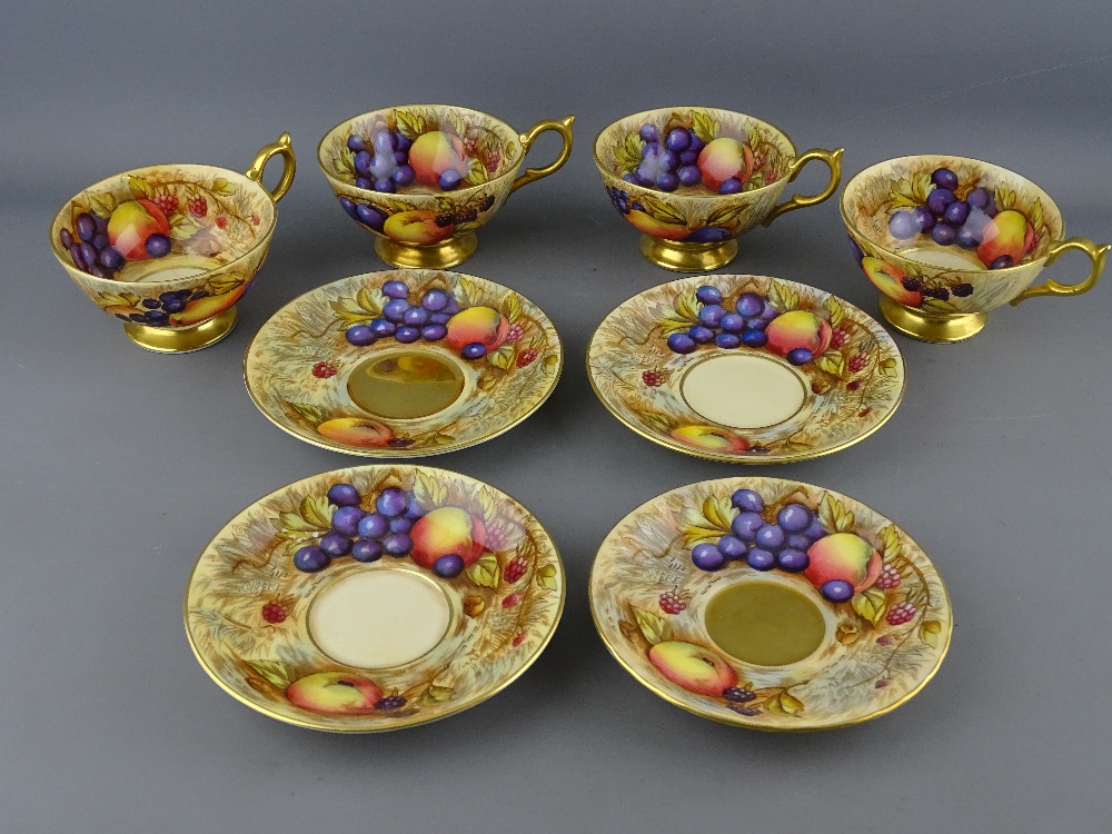 TWENTY SEVEN PIECES OF AYNSLEY FRUIT & GILT DECORATED TEAWARE by D Jones & N Brunt, to include three - Image 8 of 9