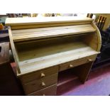 Modern pine roll top desk