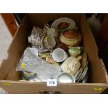 Box of mixed porcelain, glassware, stein etc