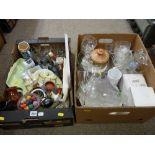 Two boxes of mixed glassware and crockery etc