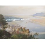 JOHN SHAPLAND watercolour - expansive Conwy scene, painted from the Valley side to include the