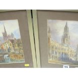 NEVIL? watercolours, a pair - cityscapes, Brussels and Amiens, 27 x 18 cms