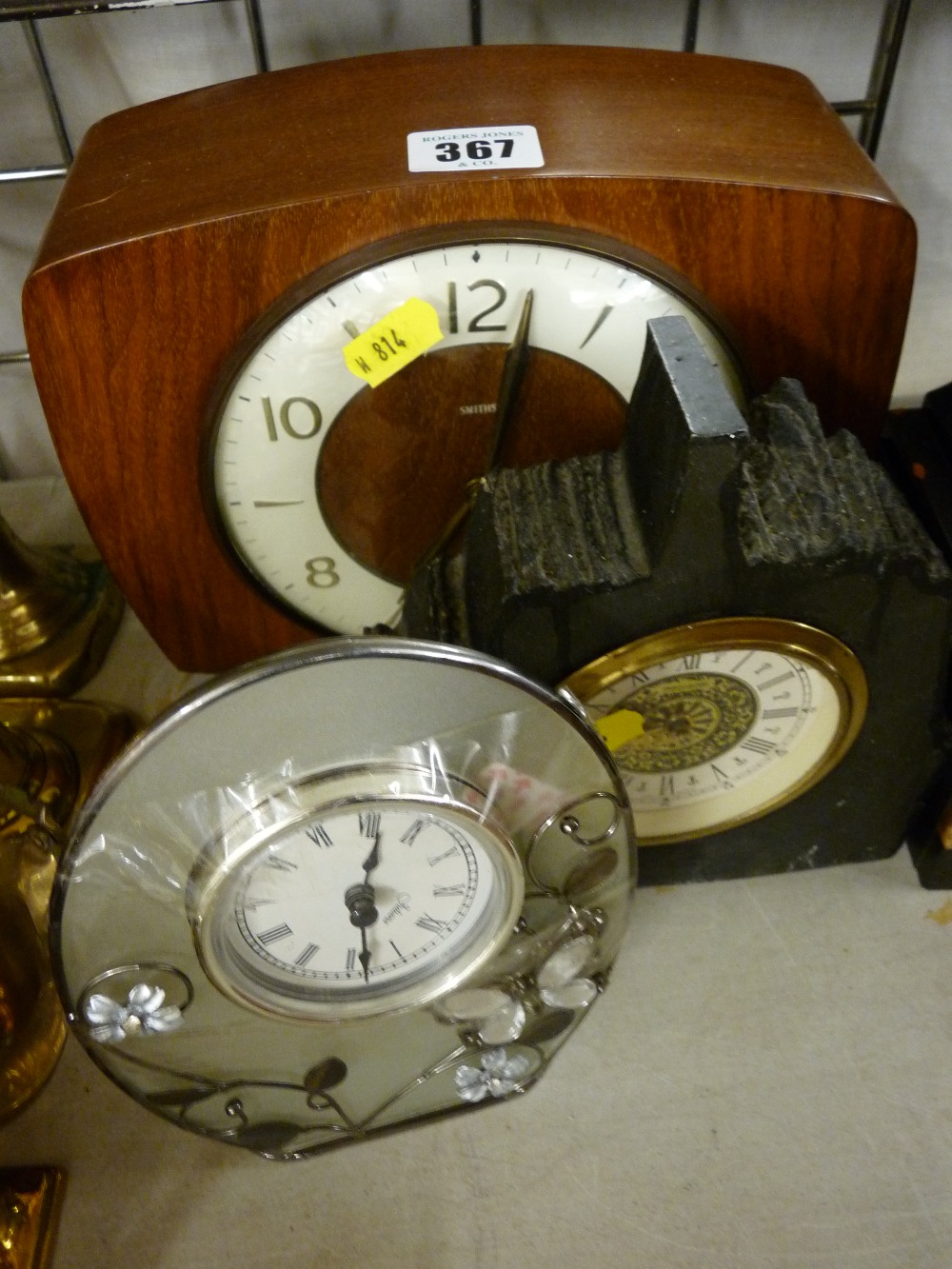 Mid Century Smiths mantel clock and two others