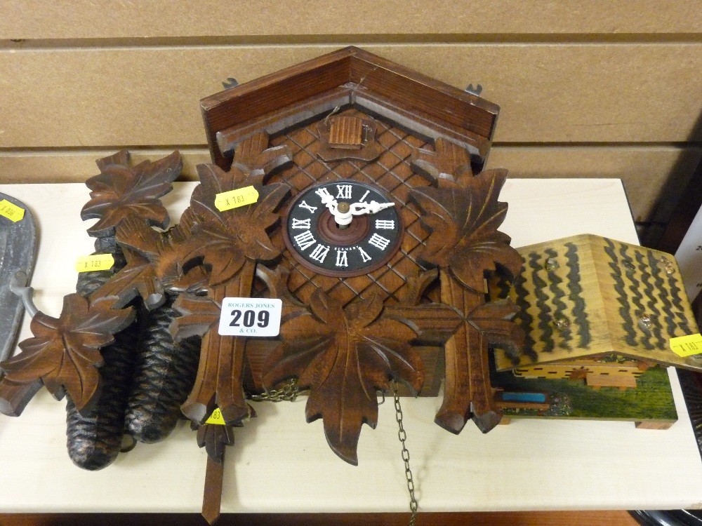 Cuckoo clock and a treen musical box