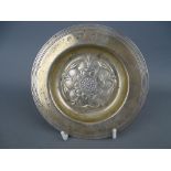 Hallmarked silver circular dish with central rose decoration and the dated 1947-1964, London 1963, 3