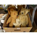 Much loved vintage teddy bear and four others