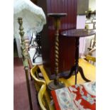 Vintage brass and onyx standard lamp with cherub detail and shade, barley twist smoker's