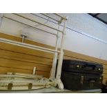 White painted maiden and vintage luggage etc