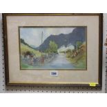 G V GADD watercolour - Blaenau Ffestiniog label verso, signed, 18 x 27 cms