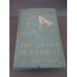 Book titled 'The Ascent of Everest' by John Hunt, signed first print with dust jacket