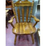 Oak farmhouse elbow chair