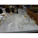 Parcel of quality glassware including stoppered Edinburgh crystal decanter, heavy vases etc