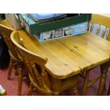 Pine breakfast table and four chairs