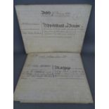 Two Victorian velum backed mortgage and lease documents dated 27th February 1840 and 24th June 1852,