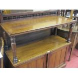 Edwardian mahogany dumb waiter with gallery back on turned shelf supports and with lower cupboard