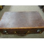 Vintage leather travel suitcase