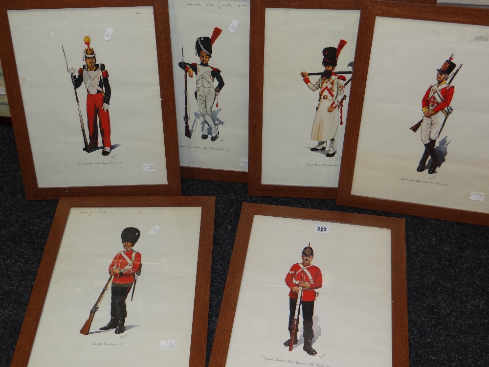Set of six Greensmiths military prints, some with annotations Condition reports provided on
