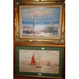 G S WALTERS watercolour - entitled 'Dordrecht' together with a painting signed SISLEY Condition