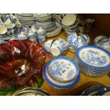 Approximately thirty-three pieces of Copeland blue & white Chinoisery-transfer antique teaware