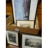 A box of framed topographical prints Condition reports provided on request by email for this auction