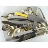 A large quantity of mixed silver / part-silver flatware / cutlery, solid silver items weighing