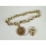 A 9ct yellow gold infant's link bracelet with circular St Christopher pendant (not hallmarked),
