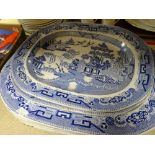 Parcel of seven C & R back stamped blue & white meat platters Condition reports provided on