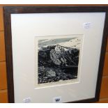 ANN LEWIS limited edition (4/16) linocut - entitled verso 'Cwm Idwal (Syncline in Grey)', signed and