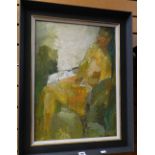 EWART JOHNS oil on board - entitled verso 'Seated Nude 1960', signed, 56 x 41cms Condition reports