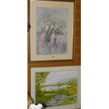 Framed watercolour signed McBURNE, entitled verso 'Ashen Bridge, Cumbria' together with a framed