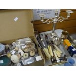 A box of mineral samples and a parcel of flatware ETC Condition reports provided on request by email