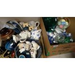 Two boxes of mixed china and glass including Carltonware coffee cans and coffee cups & saucers,